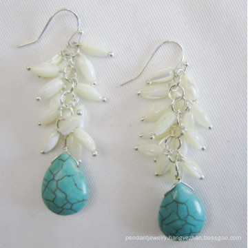 Freshwater Shell Earring, Turquoise Earring (EP97)